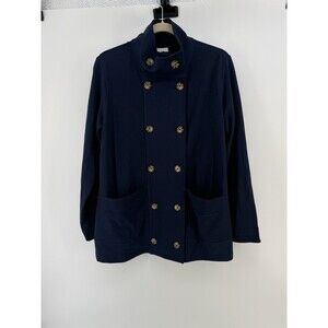 J Jill Jacket Coat Pea Double Breasted Womens Size Large cotton spandex blend